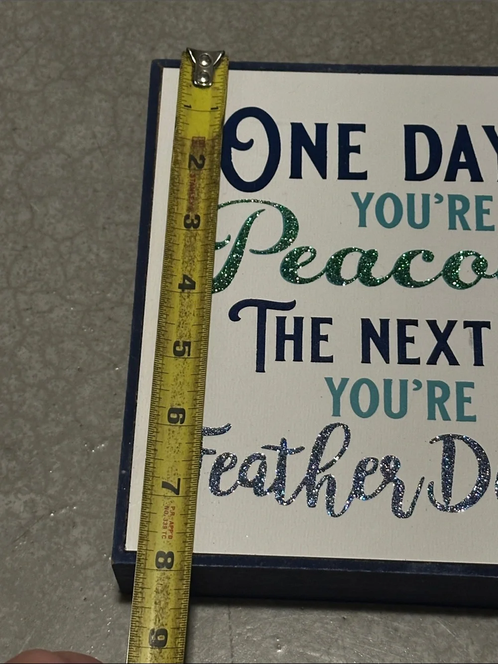 Peacock Quote Wall Plaque - Teal and Navy